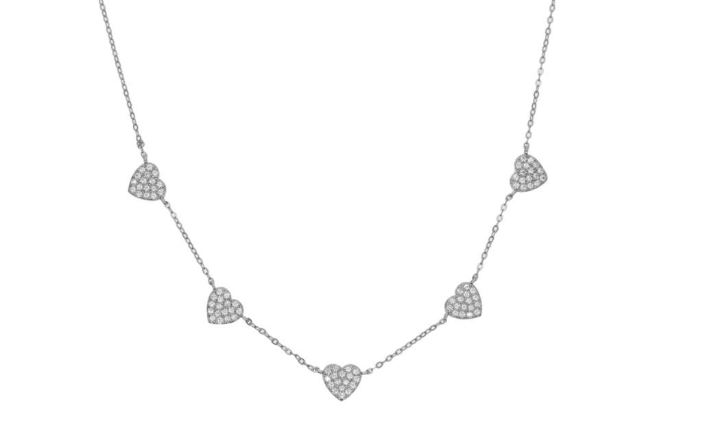 Collana Cuoricini pavé di zirconi