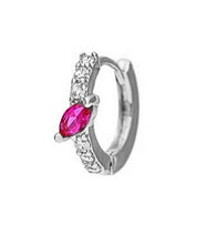 Carica l&#39;immagine nel visualizzatore di Gallery, Mono Orecchino micro baguette fucsia
